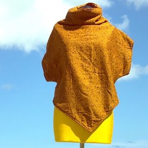 Asymmetric reversible puff silk cowl neck top